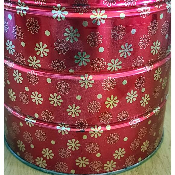 Vintage 7" Hills Brothers / Bros Coffee Can Red Atomic MCM Snowflakes No Lid - Picture 5 of 14